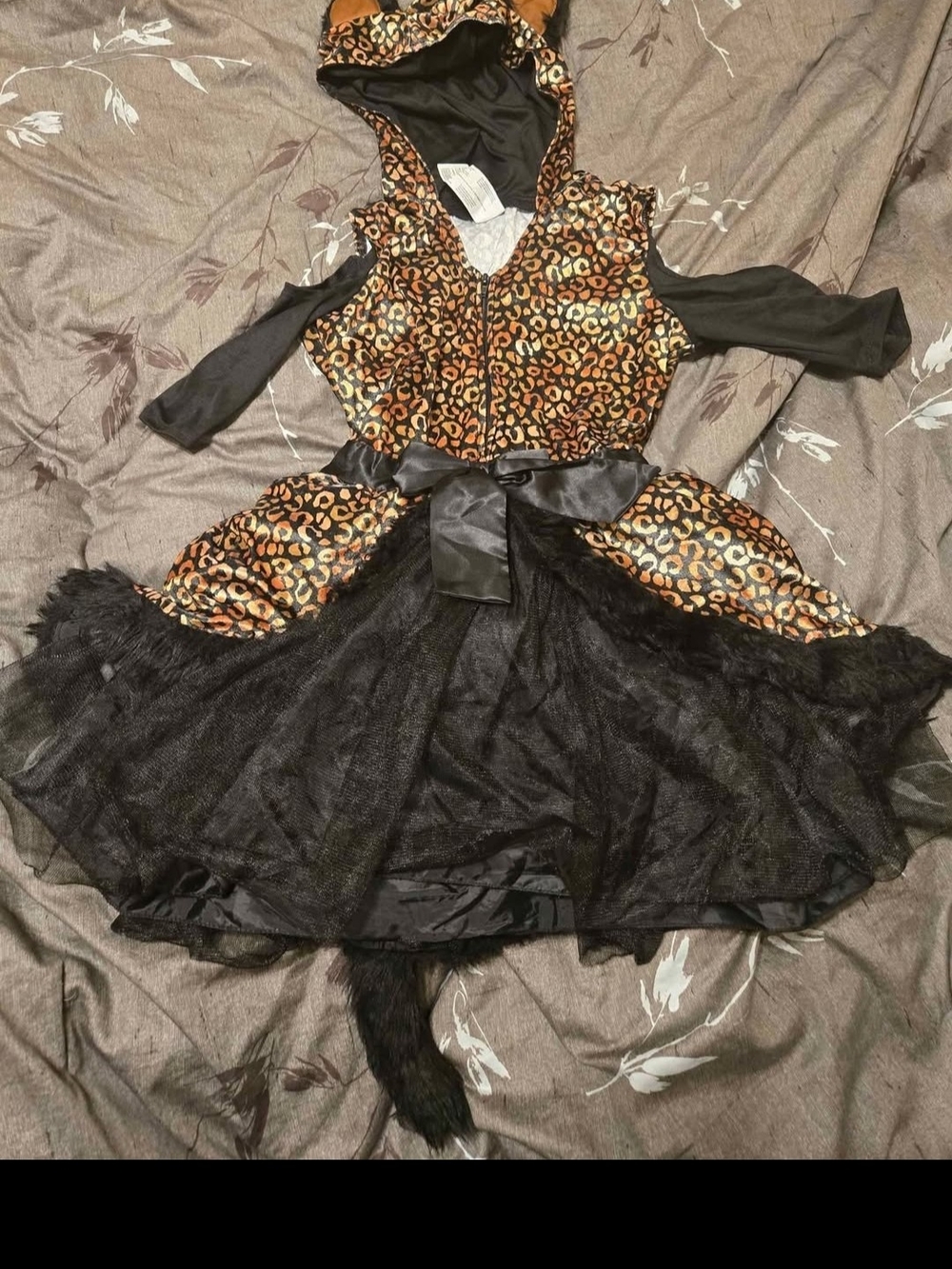 Leopard Print Black Tulle Kids Costume Dress Size 8